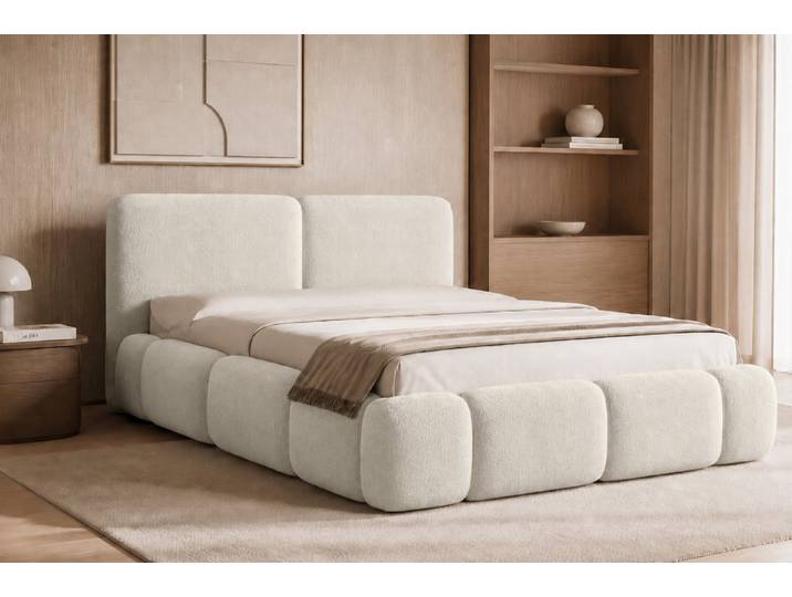 Kaiser Möbel Polsterbett mit Bettkasten, Stoff Coral, ABIK (Bettgestell mit Lattenrost), Bouclé-Stoff,Modernes Design,Soft-Loft-Stil,Japandi-Stil