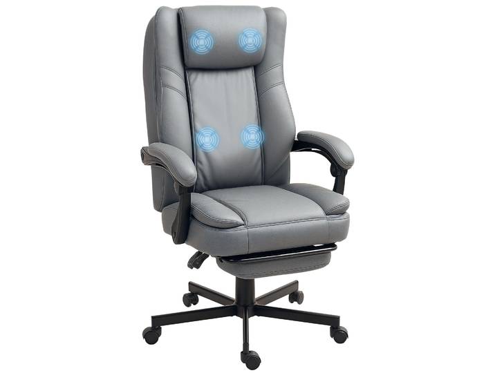 HOMCOM Bürostuhl mit Massagefunktion, Ergonomischer Schreibtischstuhl Grau