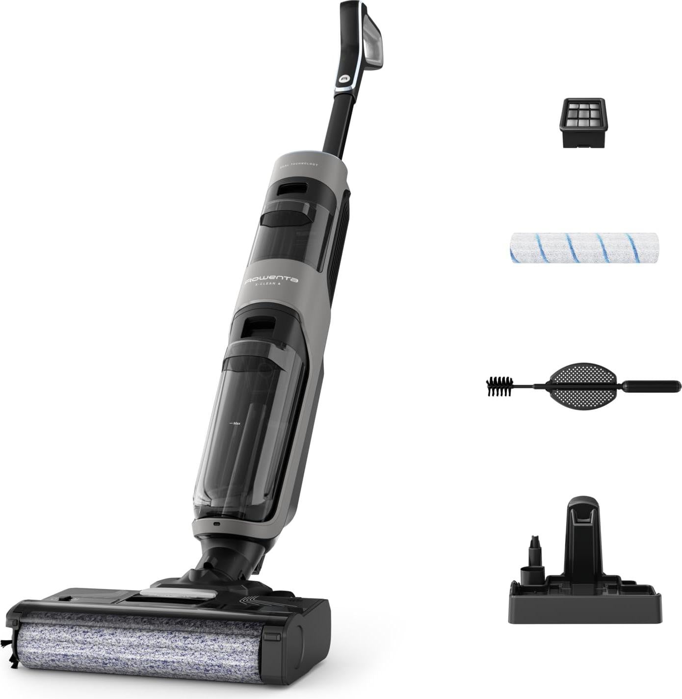 Rowenta X-Clean 4 GZ5036WO steelstofzuiger, grijs, geschikt voor droog en nat gebruik, met schuimfilter
