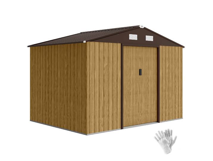 Abri de jardin extérieur Outsunny 4,9 m² 277x195x192 cm Porte coulissante Marron