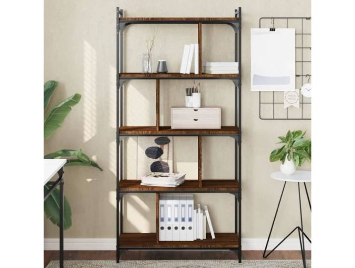 Bibliothèque 5 niveaux chêne brun 76x32x158cm bois d'ingénierie 833944