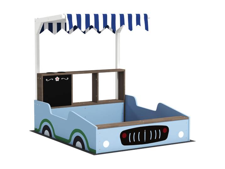 Aiyaplay Sandkasten mit Dach, 90 x 108 cm Sandkiste aus Holz Sandbox mit Sitzbank Blau, 90x104x108 cm, Freizeit & Co, Gartenspielzeug, Sandkästen
