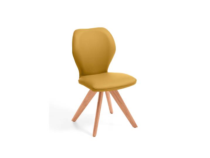Design-Stuhl, Leder, Gelb, Kernbuche-Gestell, 92×49,5×60 cm, Modern, Niehoff