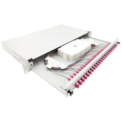 Tecline LWL Spleissbox, 24-fach LC-Duplex, OM4, mit LC Duplex-Kupplungen und Pigtails, 19", ausziehba, Netzwerkkabel