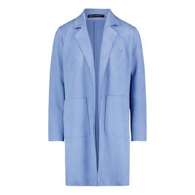 Jackenblazer BETTY BARCLAY "Damen ohne Verschluss", Damen, Gr. 36, blau (infinity), Samt, Obermaterial: 95% Polyester, 5% Elasthan, gerade lang, Blazer