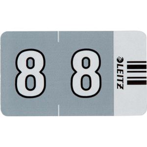 Leitz Ziffernsignale Orgacolor, 6608-00-00, Nummer 8, grau, selbstklebend, mit Strichcode, 100 Stück