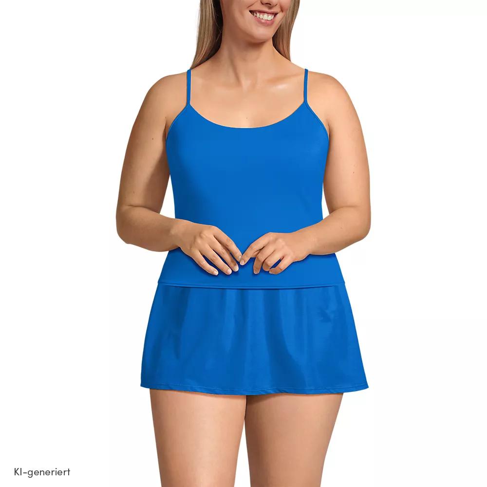 Komfort-Tankinitop mit gekreuzten Trägern für Damen in Plus-Größe, Damen, size: plus, Blau, by Lands' End