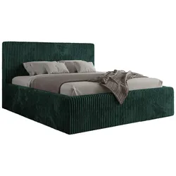 POLSTERBETT TILIANO CLASSIC 140/200 - Dunkelgrün Cord - Schaum-Matratze