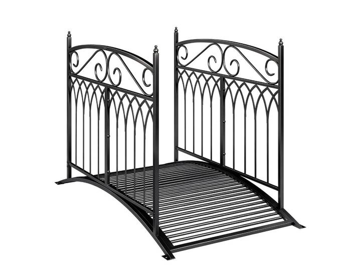 ComfortXL Gartenbrücke De-18863 Barock-Stil, 91 cm Geländer Schwarz, Metall, 74x91x135.5 cm, Dekoration, Gartendeko