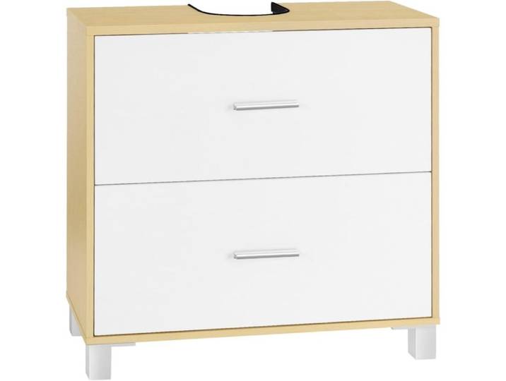 Meuble sous Lavabo en Bois d'Ingénierie - Meuble sous Vasque - 60x30x60cm - Blanc+Chêne