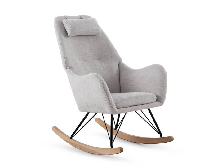 Fauteuil à bascule tapissé en chenille blanche