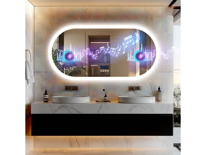 Miroir Salle de Bain - UNHO - Ovale - 120x60cm - LED - Bluetooth - Anti-buée