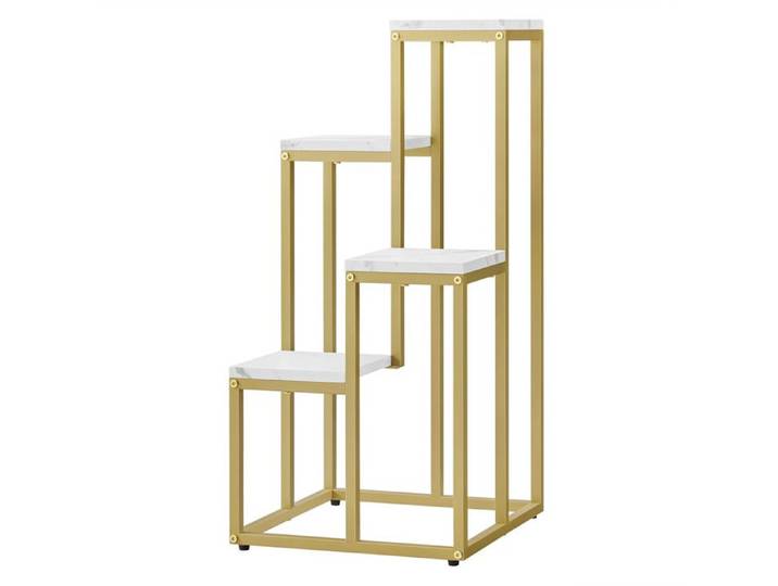 Étagère à Plantes Échelle avec 4 Tablettes Effet Marbre et Structure Dorée - Réf. VK8681847470342