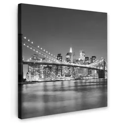 LEINWANDBILD New York - Brücke - Brooklyn - Schwarz und weiß - Architektur Deko Wohnzimmer 20x20 cm
