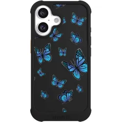 Nivocase Hülle für Apple iPhone 16 Stossfeste Handyhülle NIVOmax Case Schwarz Muster Schmetterling (Apple iPhone 16), Smartphone Hülle, Schwarz