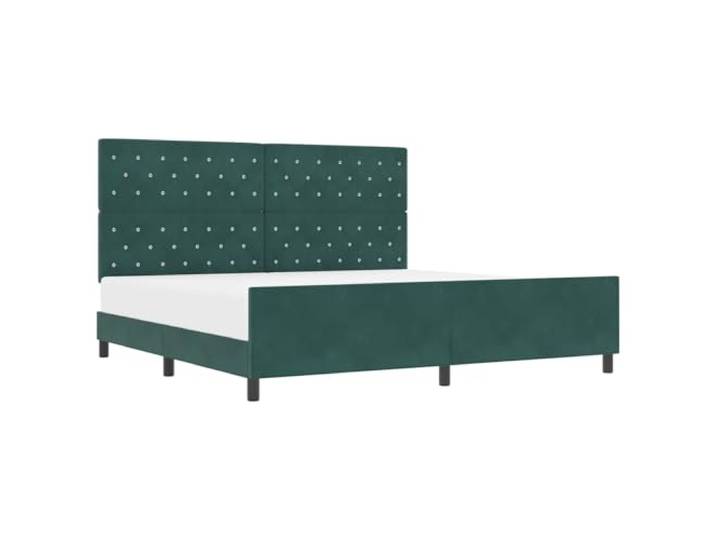 PUGYNBK Boxspringbett, Dunkelgrün, 200 x 200 cm, Samt Kiefernholz, verstellbares Kopfteil, robuster Rahmen, einfache Montage