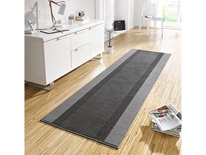 HANSE Home Tapis en Velours à Poils Courts Disponible en différentes Tailles et Couleurs\, Polypropylène\, Gris\, 80x350 cm
