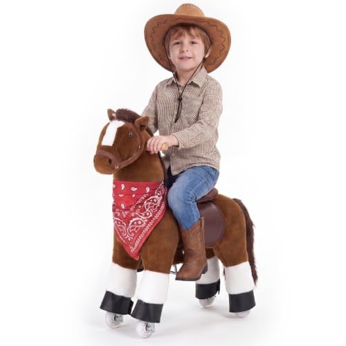 VEVOR Schommelpaard op wielen, Bruin, Hoogte: 76 cm