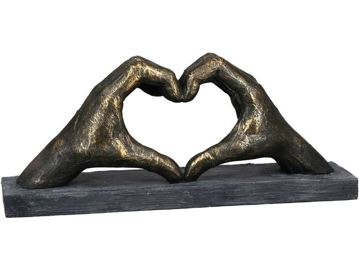 Wanddekoobjekt CASABLANCA BY GILDE Skulptur Herz aus Händen , braun, B:36cm H:15cm T:10cm, Polyresin (Kunststein), Wanddekoobjekte, Wanddekoobjekt