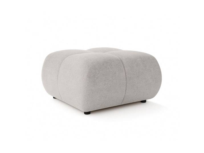Sepro Meble Pouf Hellgrau Mila Mit Steppungen Auf Schwarzen Niedrigen Beinen, Grau, 72x43.5x72 cm, Wohnzimmer, Sessel, Hocker & Hockerbänke, Poufs