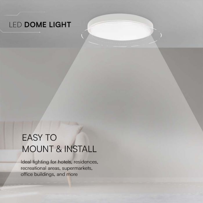 V-Tac Vt-8618w-Rd Plafoniera Led 18w Corpo Bianco 250mm Luce 6500k Ip44 - 76171