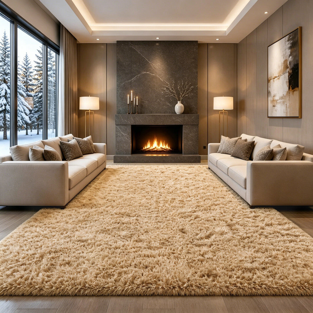 Brayden Studio Aalieyah Deep Pile Fluffy Shaggy Area Rug for Indoor Use camel Beige;Camel;Taupe 200*300cm