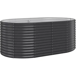 Helloshop26 - Pflanzkasten Hochbeet Blumenbeet Terrasse Garten pulverbeschichteter Stahl Anthrazit 02_0039494