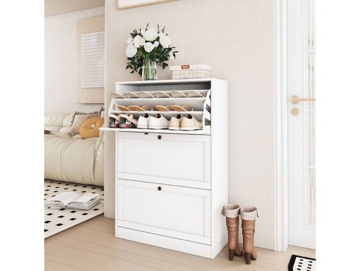 Meuble Chaussures-VOWNER-Commode à Chaussures Meuble d'entrée Rangement 80 x 117 x 30 cm