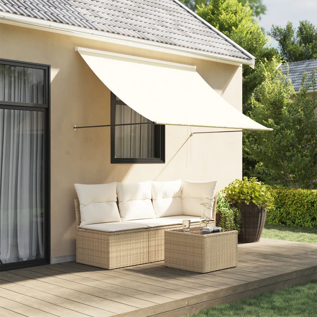 vidaXL Toldo retráctil tela y acero crema 200x150 cm Crema