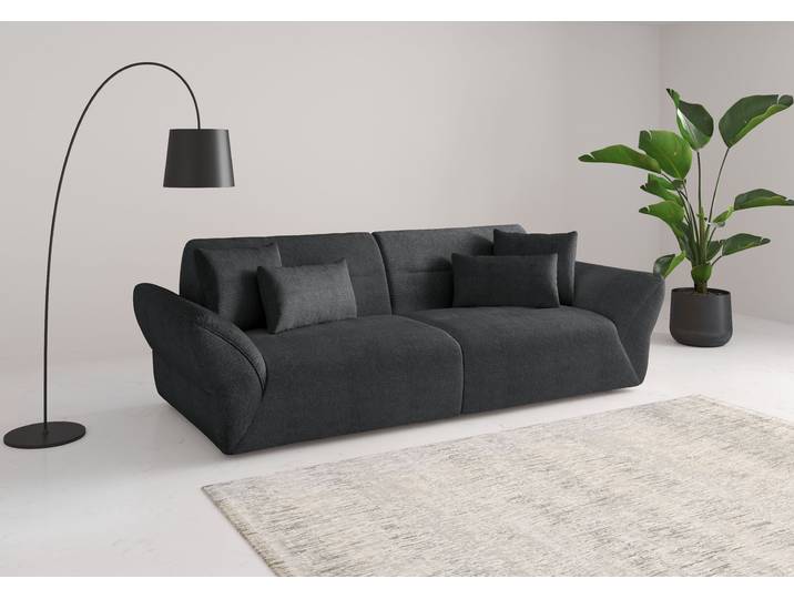 Big-Sofa, Chenille, Anthrazit, 300×116 cm, 4-Sitzer, Sit&More Dali