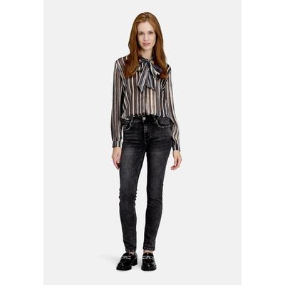 Schlupfbluse BETTY BARCLAY "Damen mit Schleifenknoten", Damen, Gr. 38, schwarz (schwarz, taupe), Web, Obermaterial: 98% Polyester, 2% Polyester, gerade normal, V-Ausschnitt, Blusen Schlupfbluse