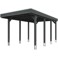 Skan Holz Friesland - Flachdach Einzelcarport Profil - Breite 314 cm Nadelholz Gr. 1 - 314 x 555 cm Aluminium Dachplatten mit Trapezprofil (unbehandelt) schiefergrau Holzcarport