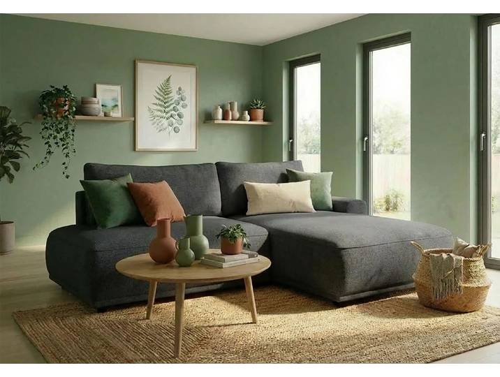 Ecksofa, Polyester, Anthrazit 250×167 cm, Schlaffunktion & Bettkasten, Modern, TRENDMANUFAKTUR