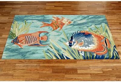 Trans Ocean Import Co Inc "Tails of the Sea Rectangle Rug Multi Cool, 5' x 7'6"", Multi Cool"