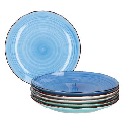 6er Set Essteller flach Blue 26,5cm