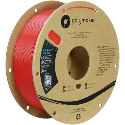 Polymaker PA13005 Filament PLA+ Highspeed Filament, schlagfest 1.75mm 1000g Rot PolySonic 1St.
