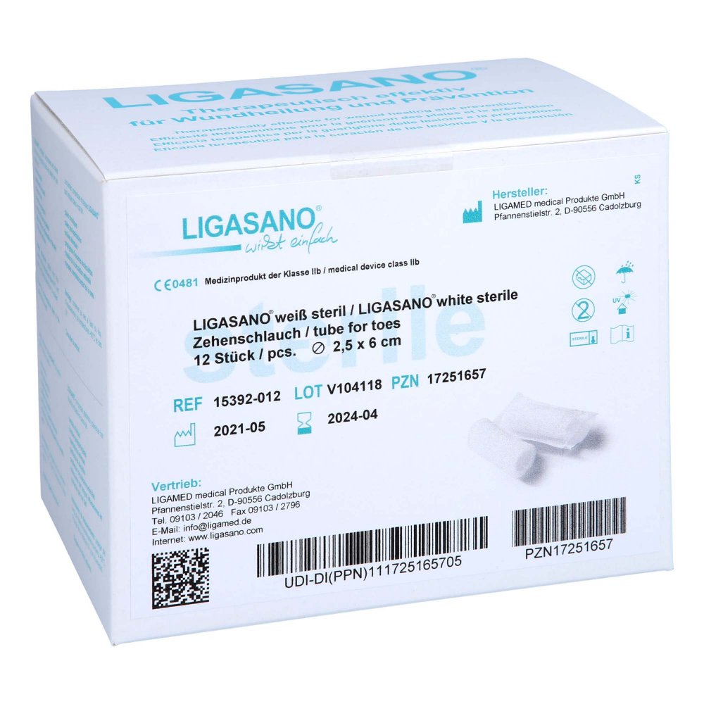 LIGAMED medical Produkte GmbH Ligasano Weiß Zehenschlauch 2,5x6 Cm Steril Klein 17251657