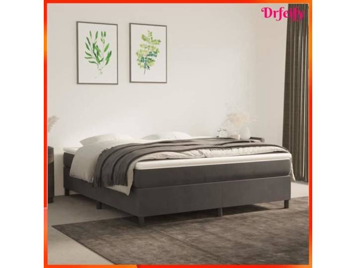 Ayhao Sommier à ressorts de lit Gris foncé 160x200 cm Velours CQ003 123456