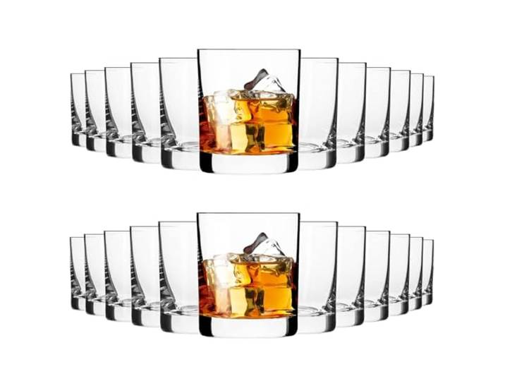 KIAPPO Whiskey Gläser Set 300 ml - 24 Stück Whisky Tumbler Gläser - Kristall Trinkgläser für Scotch Bourbon - Cocktailgläser für Partys - Eventgläser - Partyservice