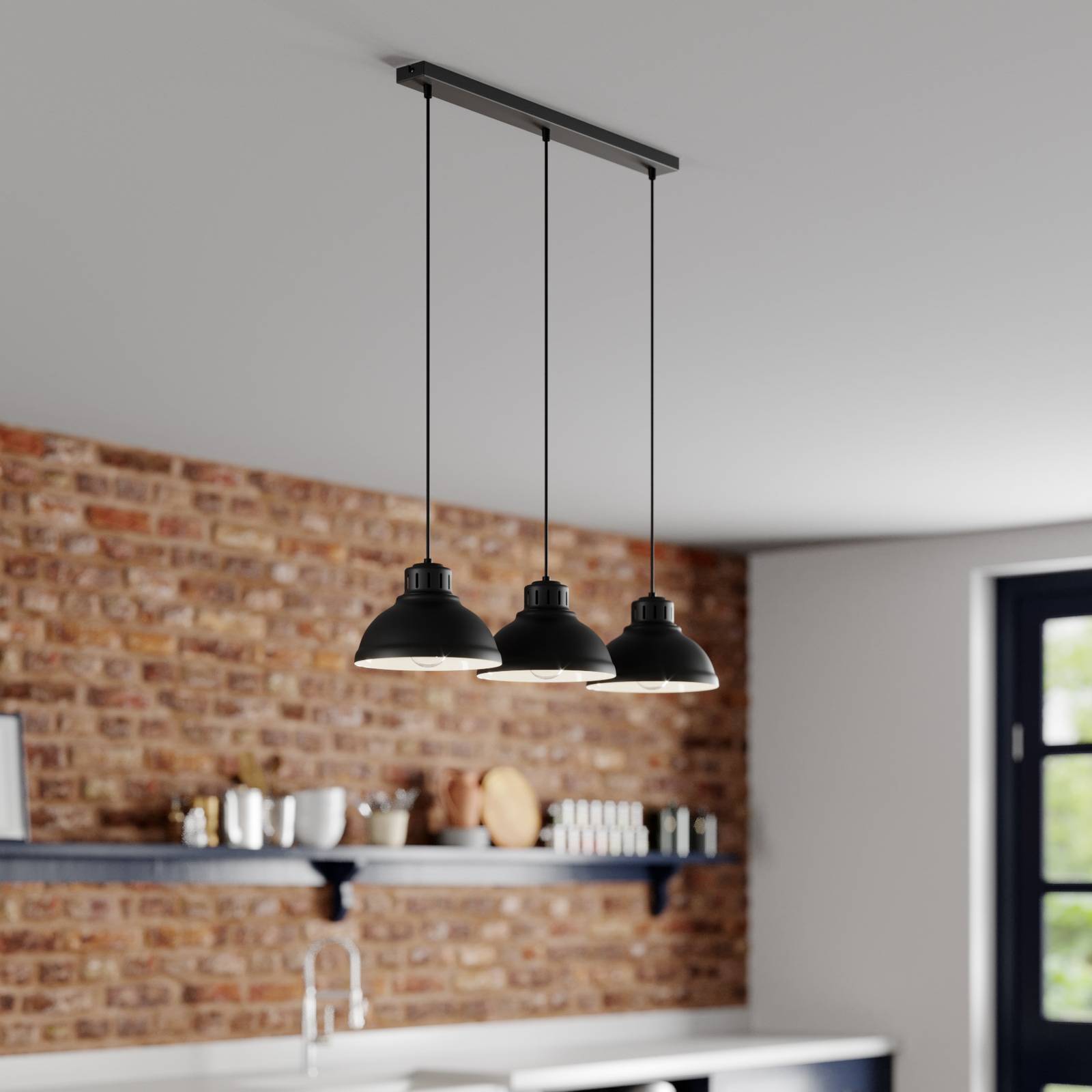 Lámpara colgante Sven Luminex, atenuable, Negro, Salón / Comedor, Metal, Lámpara colgante
