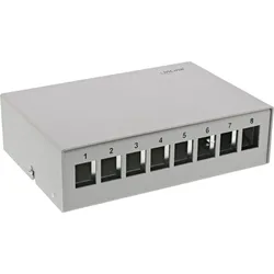 INLINE Patchfeld-Dose Aufputz für 8x Keystone RJ45, Metall, lichtgrau RAL7035