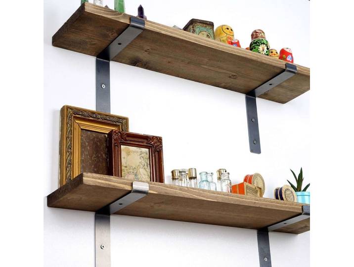 Etagère murale en sapin et métal