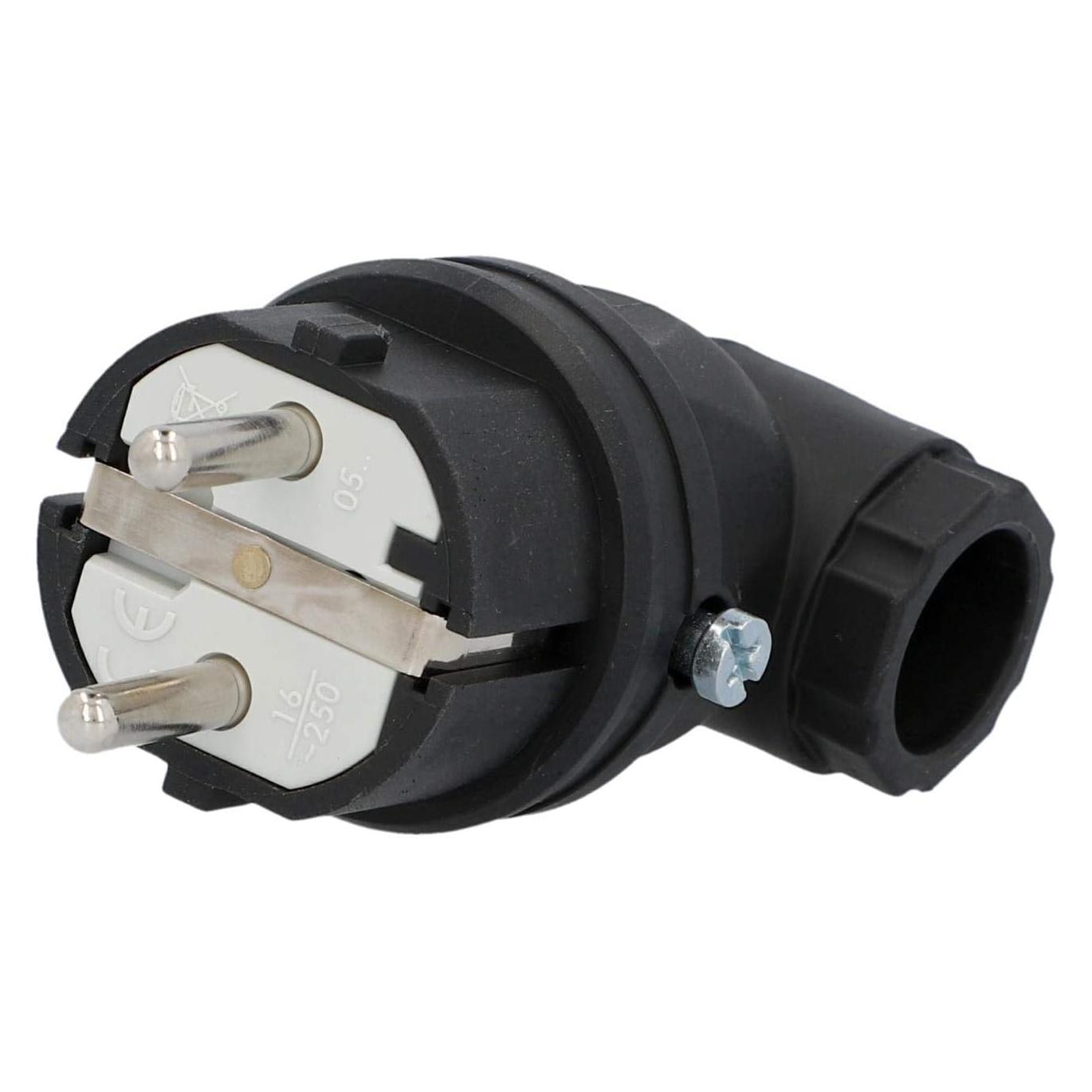 PCE Schuko-Stecker Vollgummi gewink. IP44 sw (4008153305023)