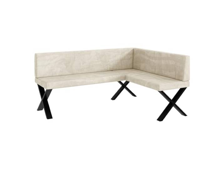 MEBLINI Eckbank für Esszimmer - Küchenbank - Essecke - Sitzecke Küche - Toni - X-Beine 128x168x87cm Rechts - Creme Samt