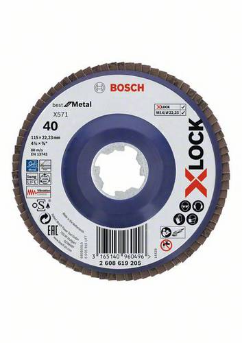 Bosch Accessories 2608619205 Fächerschleifscheibe Durchmesser 115mm Körnung (num)=40