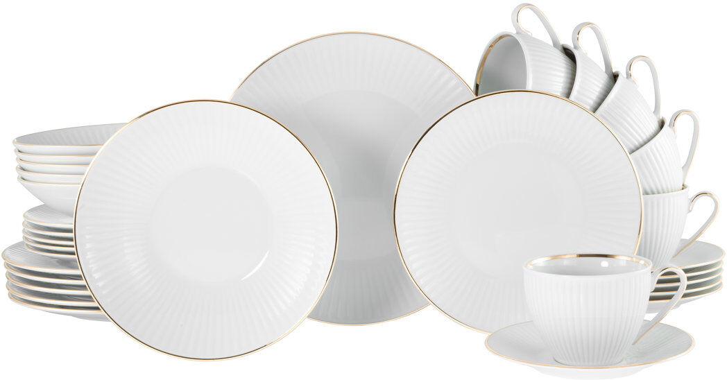 Creatable Valencia gold, 30 Piece Dinnerware Set with Mug Gold;White 30