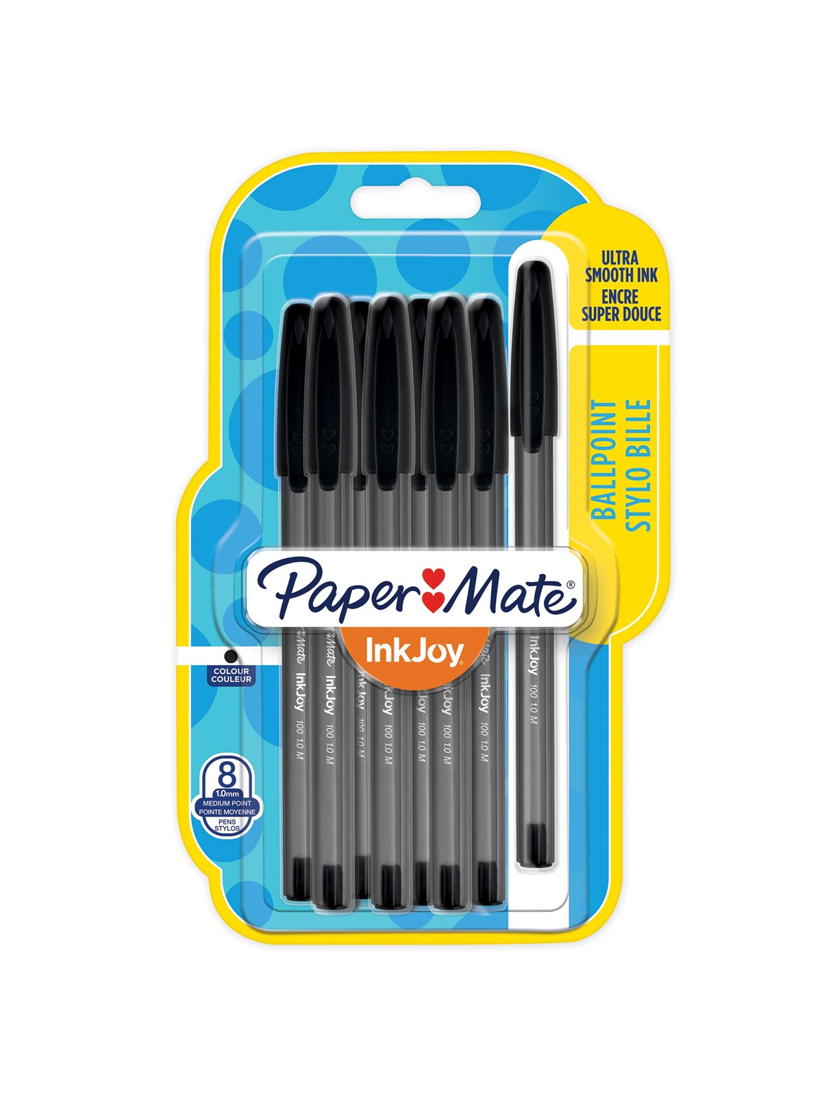 Paper Mate InkJoy 100RT Retractable Kugelschreiber | mittlere Spitze (1,0 mm) | Schwarz | 8 Stück