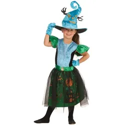 Kinder-Kleid "Hexe", blau/schwarz