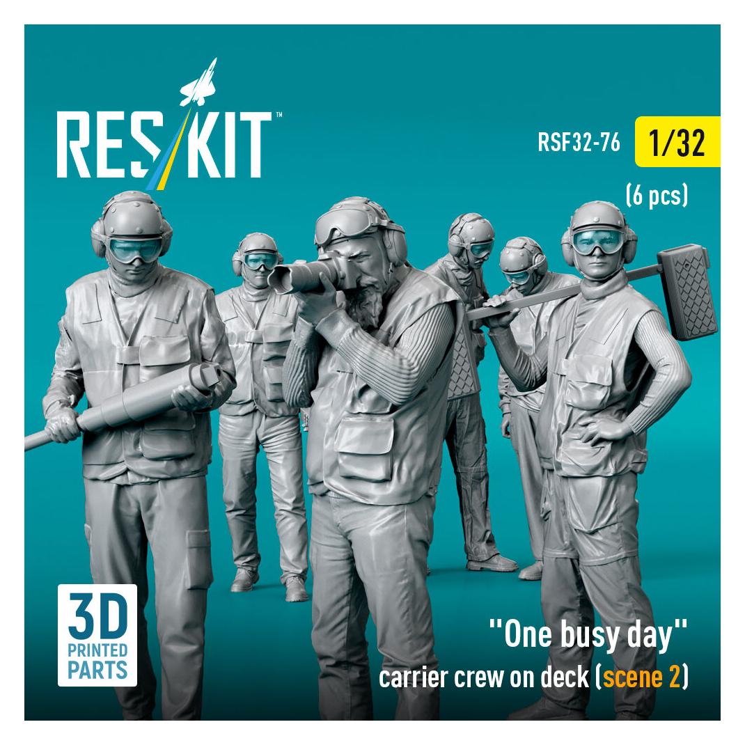 ResKit One busy day carrier crew on deck (scene 2) (6 pcs) (3D Printed) (RSF32-0076)