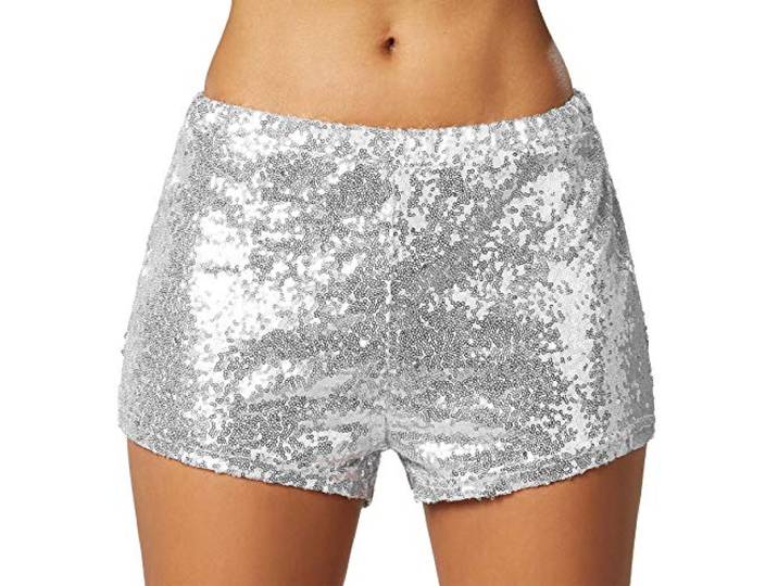 Dressforfun Pailletten-short - Zilver XXL